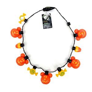 Disney Parks Light-Up Glow Necklace 2020 Halloween Mickey Pumpkins & Candy NWT